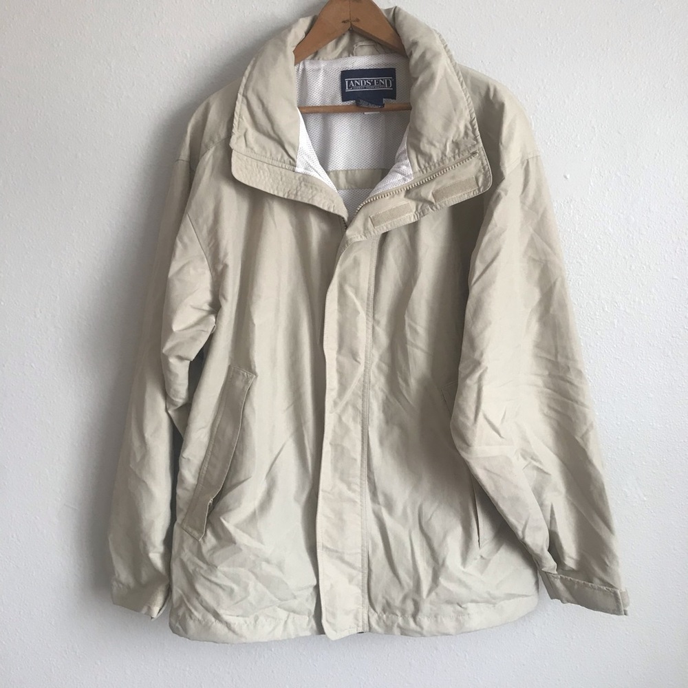 Mens Lands end packable hood jacket